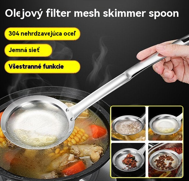 🍲【3 ks.】Lyžica s olejovým filtrom z nehrdzavejúcej ocele 304